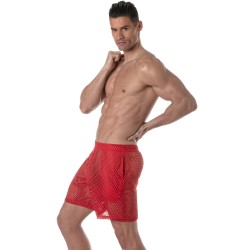 Short of the brand TOF PARIS - Tof Paris See Through Long Shorts - red - Ref : TOF390R