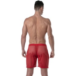 Short de la marque TOF PARIS - Short long Tof Paris See Through - rouge - Ref : TOF390R