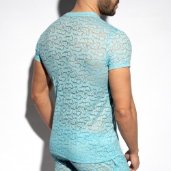 Manches courtes de la marque ES COLLECTION - T-shirt manches courtes Spider - bleu ciel - Ref : TS320 C23