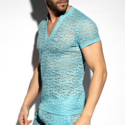 Manches courtes de la marque ES COLLECTION - T-shirt manches courtes Spider - bleu ciel - Ref : TS320 C23