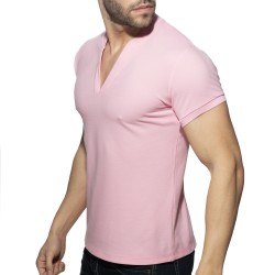 Polo de la marque ADDICTED - Polo Shirt AD V-neck - rose - Ref : AD1258 C05