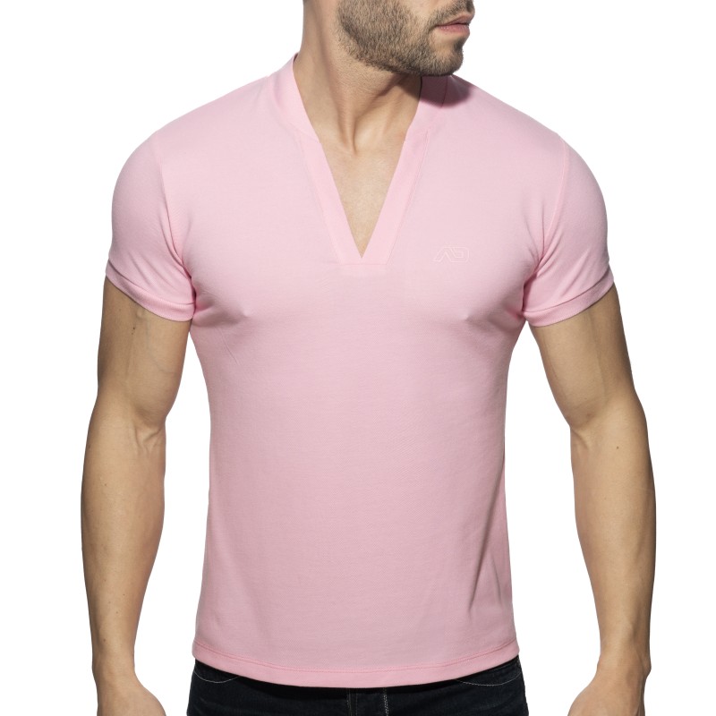 Polo de la marca ADDICTED - Polo AD Cuello en V - rosa - Ref : AD1258 C05