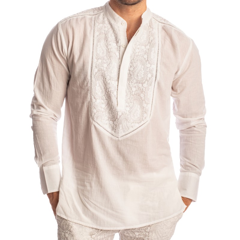 Haut lounge de la marque L HOMME INVISIBLE - Udaipur Blanc - Tunique - Ref : HW123 UDA 002