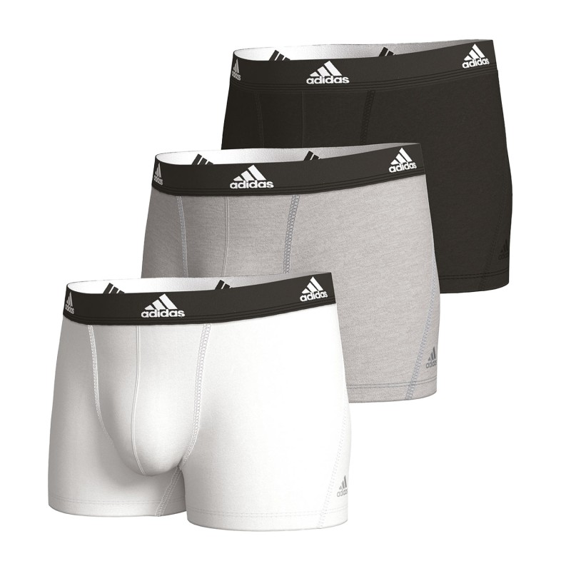 Packs of the brand ADIDAS - Set of 3 Active Flex Boxer Briefs Cotton Adidas - black, grey and white - Ref : IL01 0917