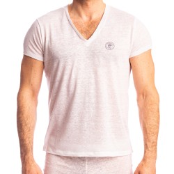 Manches courtes de la marque L HOMME INVISIBLE - Nieuport Blanc - T-shirt Col V L Homme Invisible - Ref : RW31 NIE 002