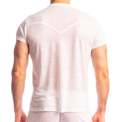 Mangas cortas de la marca L HOMME INVISIBLE - Nieuport Blanco - Camiseta con cuello de pico L Homme Invisible - Ref : RW31 NIE 0