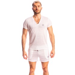 Kurze Ärmel der Marke L HOMME INVISIBLE - Nieuport Weiß - T-Shirt mit V-Ausschnitt L Homme Invisible - Ref : RW31 NIE 002