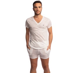 Mangas cortas de la marca L HOMME INVISIBLE - Nieuport Blanco - Camiseta con cuello de pico L Homme Invisible - Ref : RW31 NIE 0