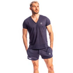 Kurze Ärmel der Marke L HOMME INVISIBLE - Nieuport Navy- T-Shirt mit V-Ausschnitt L Homme Invisible - Ref : RW31 NIE M47