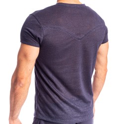 Kurze Ärmel der Marke L HOMME INVISIBLE - Nieuport Navy- T-Shirt mit V-Ausschnitt L Homme Invisible - Ref : RW31 NIE M47