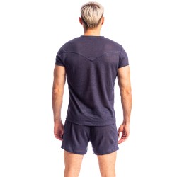 Kurze Ärmel der Marke L HOMME INVISIBLE - Nieuport Navy- T-Shirt mit V-Ausschnitt L Homme Invisible - Ref : RW31 NIE M47