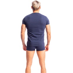 Manches courtes de la marque L HOMME INVISIBLE - Bleu de Chine - T-shirt Col V L Homme Invisible - Ref : MY61 C49