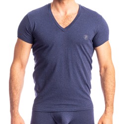 Mangas cortas de la marca L HOMME INVISIBLE - Bleu de Chine - Camiseta con cuello V L Homme Invisible - Ref : MY61 C49