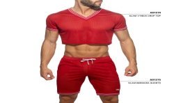 Mangas cortas de la marca ADDICTED - Top corto Slam V-neck - rojo - Ref : AD1274 C06