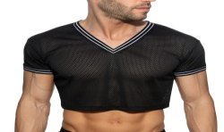 Mangas cortas de la marca ADDICTED - Top corto Slam V-neck - negro - Ref : AD1274 C10