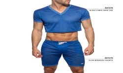 Maniche del marchio ADDICTED - Crop top Slam scollo a V - blu royal - Ref : AD1274 C16