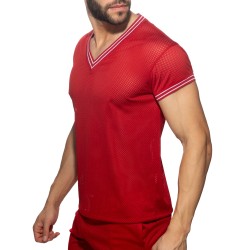 Mangas cortas de la marca ADDICTED - Camiseta con cuello en V Slam - rojo - Ref : AD1280 C06