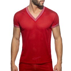 Kurze Ärmel der Marke ADDICTED - T-Shirt mit V-Ausschnitt Slam - rot - Ref : AD1280 C06