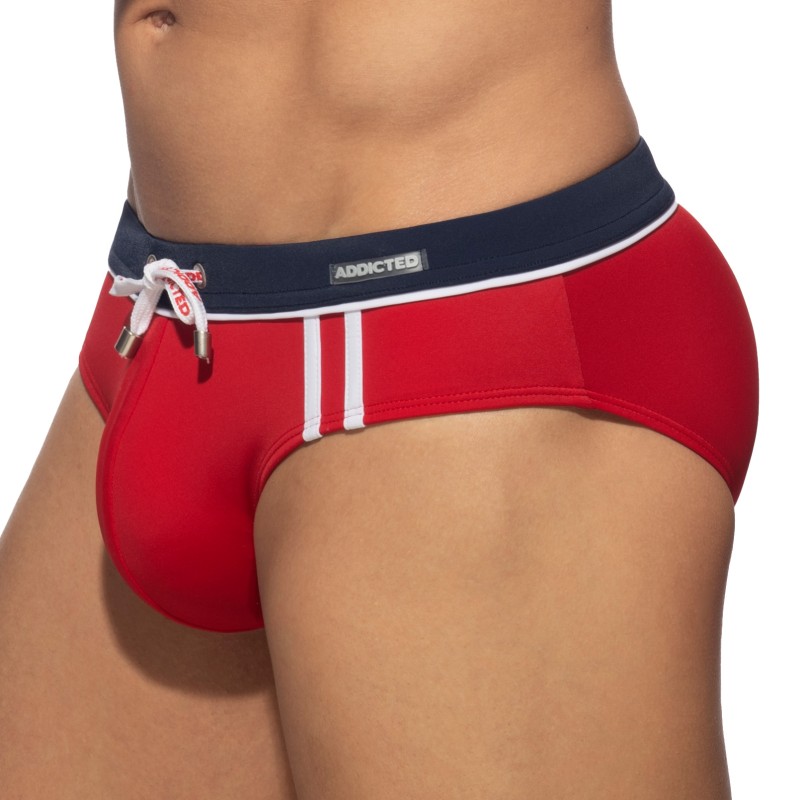 Bagno breve del marchio ADDICTED - Slip da bagno Sport Detail Binding - rosso - Ref : ADS109 C06