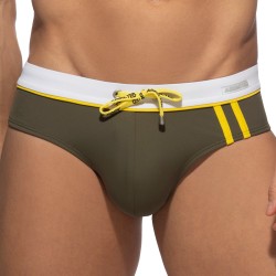 Badeschein der Marke ADDICTED - Badeslip mit Sport-Detail-Bindung - khaki - Ref : ADS109 C12