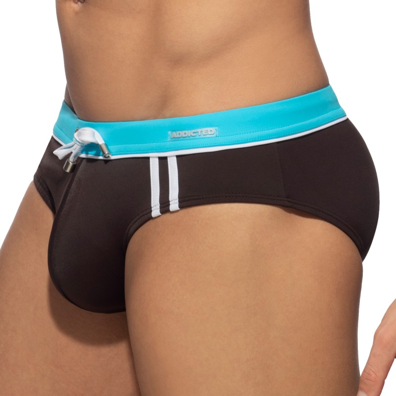 Bath Brief of the brand ADDICTED - Sport Detail Swim Briefs Binding - brown - Ref : ADS109 C13