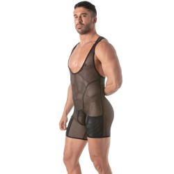 Body of the brand TOF PARIS - Tof Paris Mesh Circuit Wrestler Bodysuit Black - Ref : TOF452N