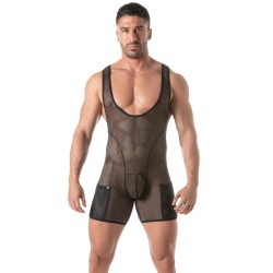 Body de la marca TOF PARIS - Body Tof Paris Mesh Circuit Wrestler Negro - Ref : TOF452N