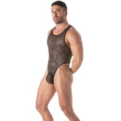 Body der Marke TOF PARIS - Tof Paris Mesh Circuit Tanga Body Schwarz - Ref : TOF453N