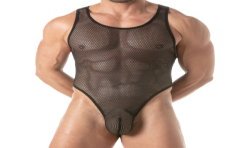 Body der Marke TOF PARIS - Tof Paris Mesh Circuit Tanga Body Schwarz - Ref : TOF453N