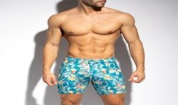 Kurze der Marke ES COLLECTION - Hawaiianische - kobaltfarbene Shorts - Ref : SP326 C26