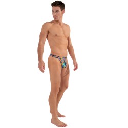 Tanga de la marca HOM - G-String HOM Funky Styles - Estampado Multicolor - Ref : 402895 40P023