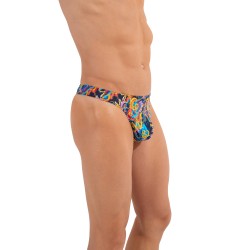 Tanga de la marca HOM - G-String HOM Funky Styles - Estampado Multicolor - Ref : 402895 40P023