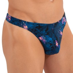 Schnur der Marke HOM - G-String HOM Funky Styles - marineblauer Tiger- und Blumenprint - Ref : 402895 40P0RA