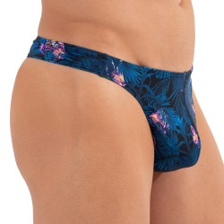 Stringa del marchio HOM - G-String HOM Funky Styles - blu navy stampa tigre e floreale - Ref : 402895 40P0RA