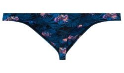 Tanga de la marca HOM - G-String HOM Funky Styles - azul marino estampado  tigre y floral - Ref : 402895 40P0RA