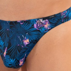 Tanga de la marca HOM - G-String HOM Funky Styles - azul marino estampado  tigre y floral - Ref : 402895 40P0RA