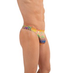 Stringa del marchio HOM - G-String HOM Funky Styles - Stampa Giallo - Ref : 402895 40P0YE