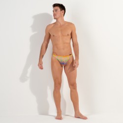 Thong of the brand HOM - G-String HOM Funky Styles - Yellow Print - Ref : 402895 40P0YE