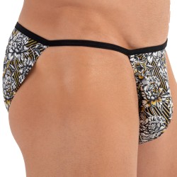 Slip de la marca HOM - Tanga HOM Funky Styles - Estampado Floral Blanco - Ref : 402896 40P003