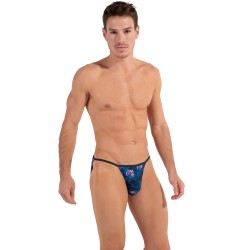 Slip, Tanga de la marque HOM - Tanga HOM Funky Styles - navy imprimé tigre et floral - ÉDITION LIMITÉE - Ref : 402896 40P0RA