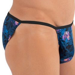 Slip de la marca HOM - Tanga HOM Funky Styles -Azul marino estampado tigre y floral - Ref : 402896 40P0RA