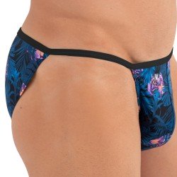 Slip, Tanga de la marque HOM - Tanga HOM Funky Styles - navy imprimé tigre et floral - ÉDITION LIMITÉE - Ref : 402896 40P0RA