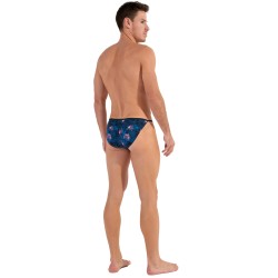 Slip de la marca HOM - Tanga HOM Funky Styles -Azul marino estampado tigre y floral - Ref : 402896 40P0RA