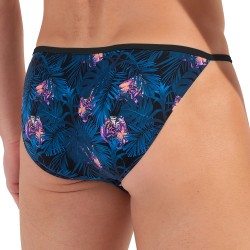 Slip, Tanga de la marque HOM - Tanga HOM Funky Styles - navy imprimé tigre et floral - ÉDITION LIMITÉE - Ref : 402896 40P0RA