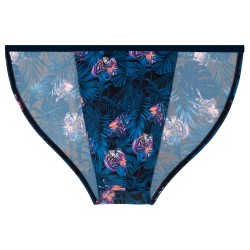 Slip der Marke HOM - Tanga HOM Funky Styles - Marineblauer Blumenprint und Tiger - Ref : 402896 40P0RA