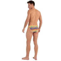 Slip de la marca HOM - Tanga HOM Funky Styles - Estampado amarillo - Ref : 402896 40P0YE