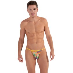 Slip de la marca HOM - Tanga HOM Funky Styles - Estampado amarillo - Ref : 402896 40P0YE