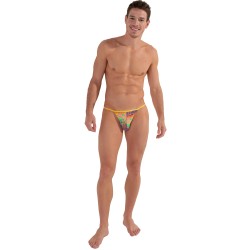 Slip de la marca HOM - Tanga HOM Funky Styles - Estampado amarillo - Ref : 402896 40P0YE