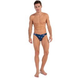 Slip del marchio HOM - Micro Slip Comfort HOM Funky Styles - Blu navy tampa tigre e floreale - EDIZIONE LIMITATA - Ref : 402897 