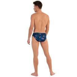 Slip del marchio HOM - Micro Slip Comfort HOM Funky Styles - Blu navy tampa tigre e floreale - EDIZIONE LIMITATA - Ref : 402897 